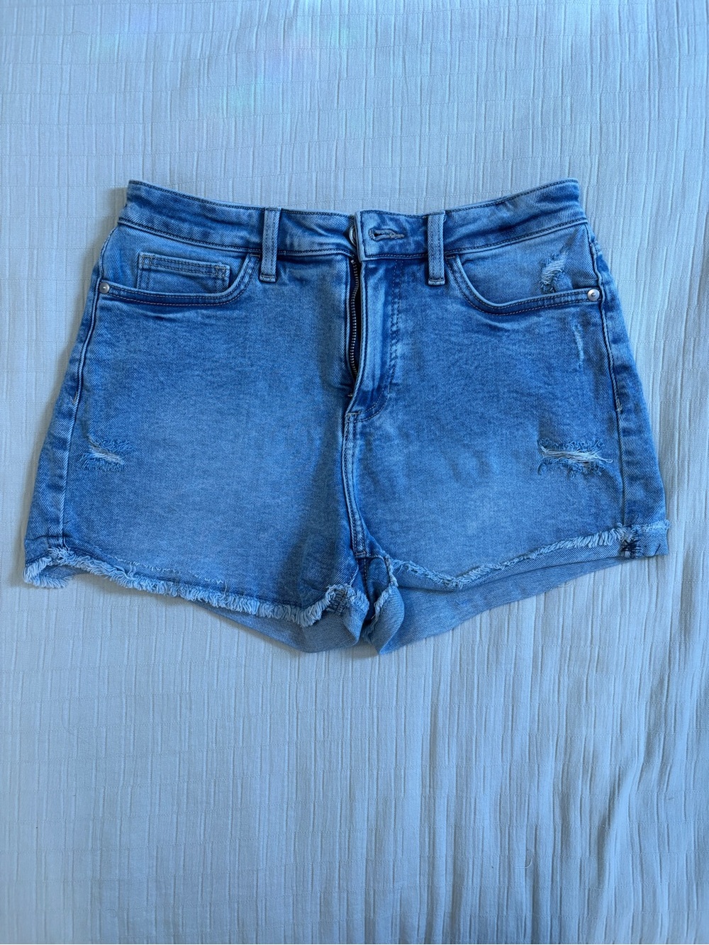High-Rise Light Blue Denim Shorts
